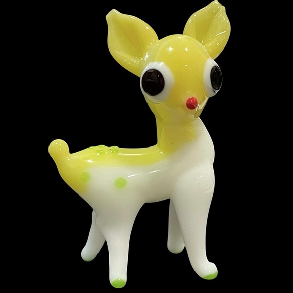 Vintage 1990s Art Glass Miniature Yellow Fawn Mini Sculpture - Unique Whimsical - Picture 9 of 12